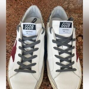 Golden Goose hi star glitter leather suede low top sneakers size 11 women white